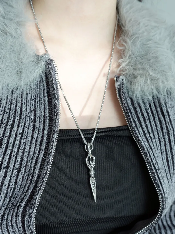 [s.steel] sculpture necklace | 조각 빈티지 목걸이 써지컬 상세 이미지 8