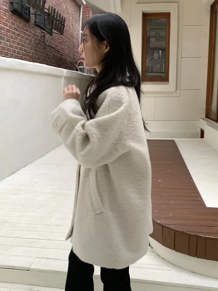 [안감누빔]테이퍼 부클 하프코트*베이지 당일발송 상세 이미지 45