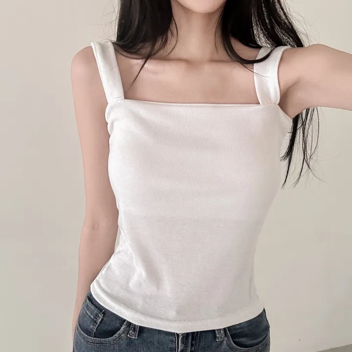 당일 출고🚀속옷끈 노출X💕핏보장 🔥 부유방 소멸❌ 비슬림핏 스퀘어 나시 이너템 끈 체형커버 쫀쫀 스판 슬리브리스 (화이트, 그레이, 블랙) 3color 상세 이미지 15