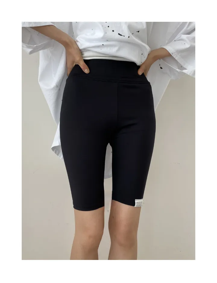 2color 사방스판 하이밴딩 뱃살커버 4부 레깅스팬츠 상세 이미지 8