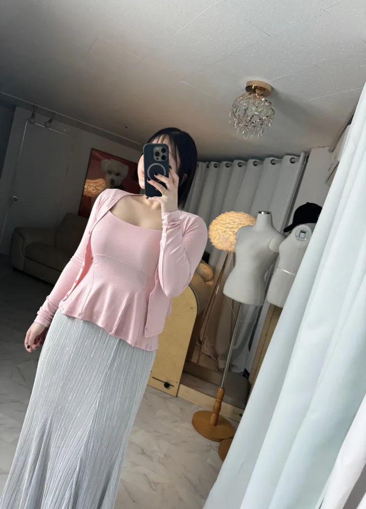 플레어 나시 가디건 투피스 세트 상세 이미지 23