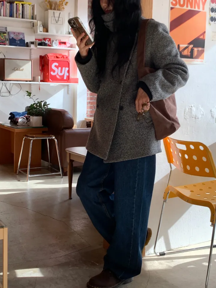 멜드 터틀넥 하프 더블 코트 상세 이미지 24