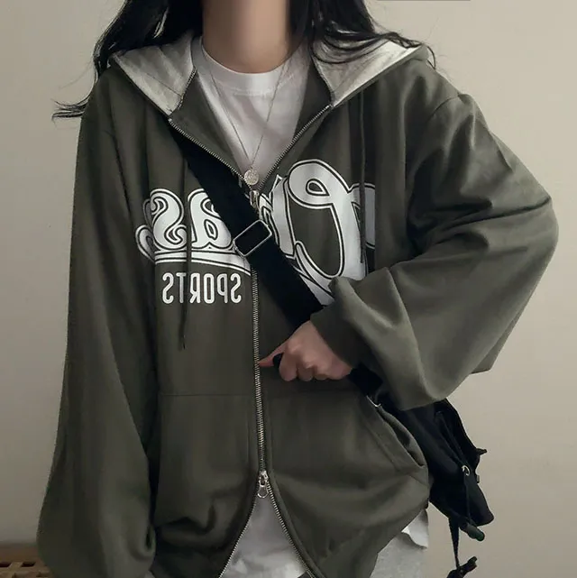 [봄아우터!/박시핏] 체이스 배색 레터링 투웨이 후드집업 4color 상세 이미지 9