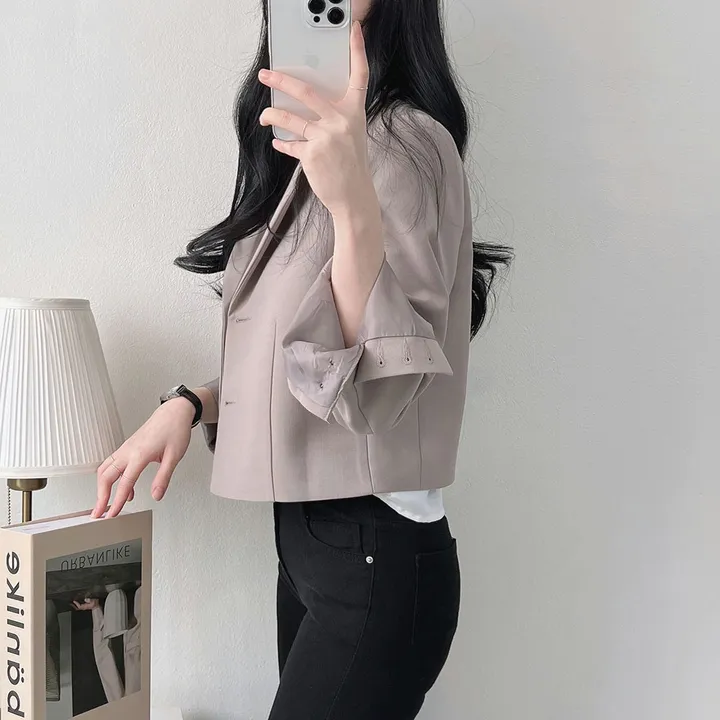 봄자켓*.* [패드없는, 퀄리티굿] 소매트임 크롭 자켓 상세 이미지 22