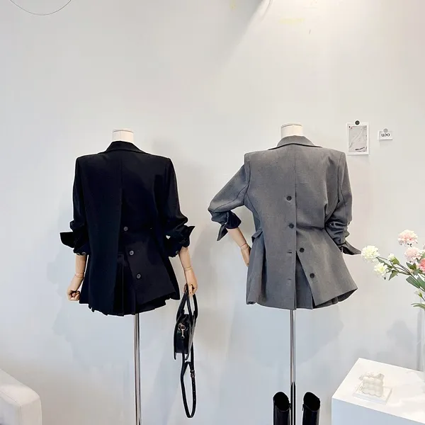 💙당일발송💙*자체제작* 뒷태여신 테일러드카라 대디자켓 버튼자켓 단추자켓 백트임 백버튼 뒷트임 오버핏자켓 슬림자켓 무지자켓 긴팔자켓 하프자켓 숏자켓 롱자켓 봄자켓 봄아우터 하객룩 상세 이미지 41