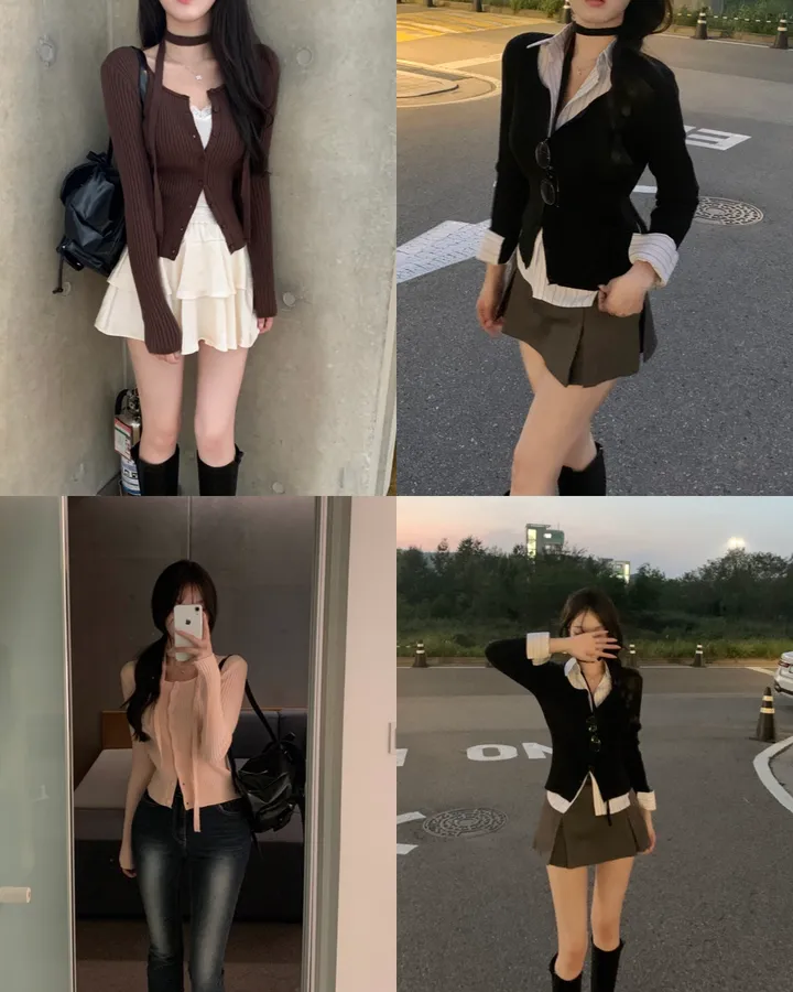 일부당일🚀 [ 인스타폭주 ] 제네스 골지 긴팔 초커 니트 가디건 상세 이미지 4