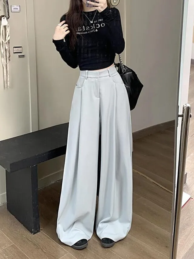 [S~4XL] 짐빔 와이드팬츠 여리여리핏 투핀턱 슬랙스 뒷밴딩 맥시 와이드 핀턱 봄 여름 슬랙스 밴딩팬츠 빅사이즈 정장바지 루즈핏 하이웨스트 상세 이미지 18
