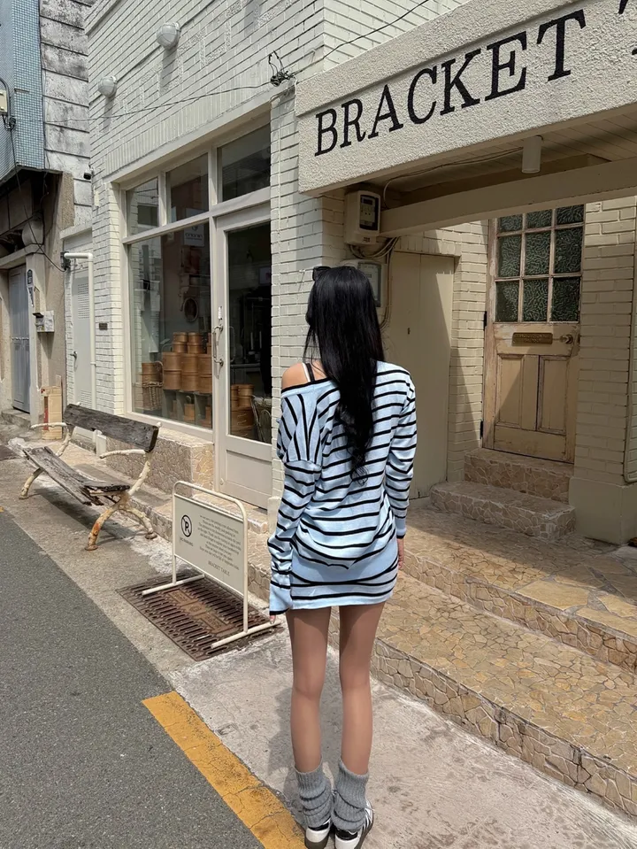 제작진행 [md소장/가디건+치마바지set/브로치포함] 루즈핏 단가라 코사지 플라워 금장 니트 가건 + 하이 밴딩 스트라이프 치마바지 set 상세 이미지 15
