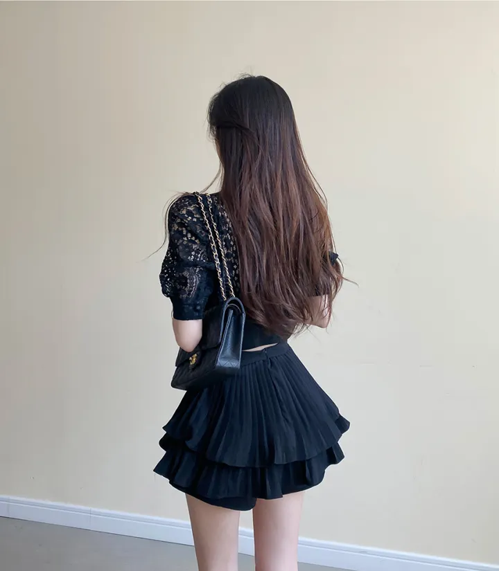 퍼프 레이스 자수 시스루 가디건 상세 이미지 15
