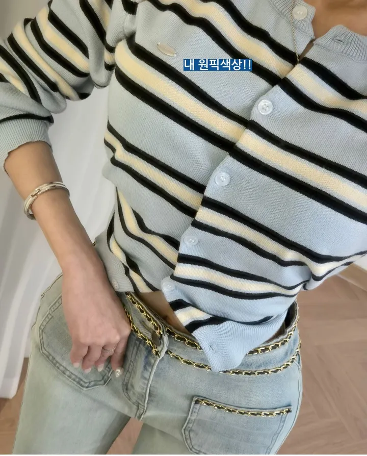🌸꾸안꾸끝판왕🌸허리잘록핏💗[신상][여리여리][컬러맛집]하이틴 러브 스프라이프 단가라 가디건 (3color) 상세 이미지 8