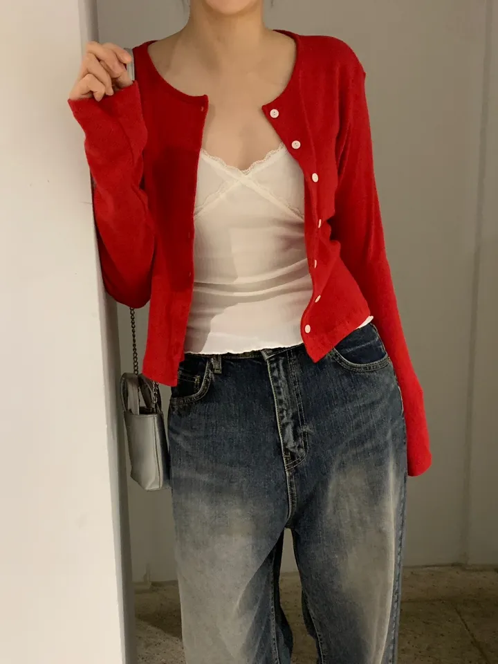 로렌 플라워 펀칭 크롭 라운드 가디건 상세 이미지 19