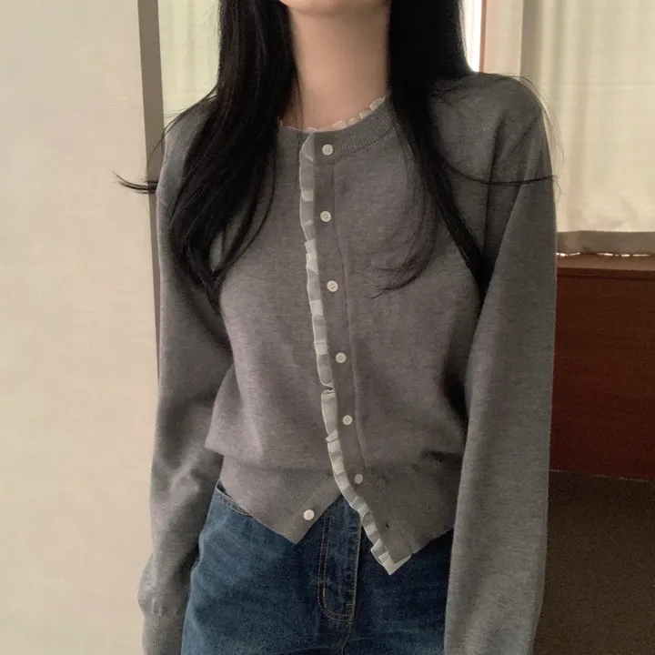 샤 셔링 프릴 레이스 가디건 상세 이미지 13