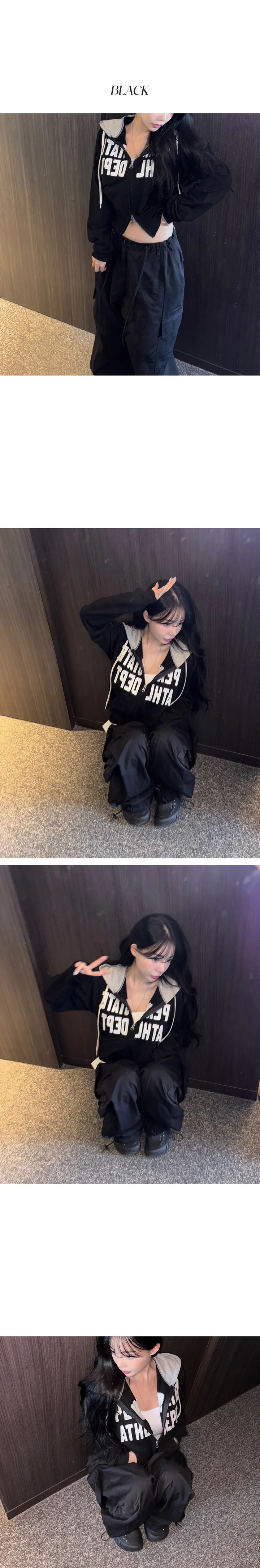 [투웨이/슬림핏] 배색 자수패치 레터링 유니크 힙 y2k 후드집업 상세 이미지 5