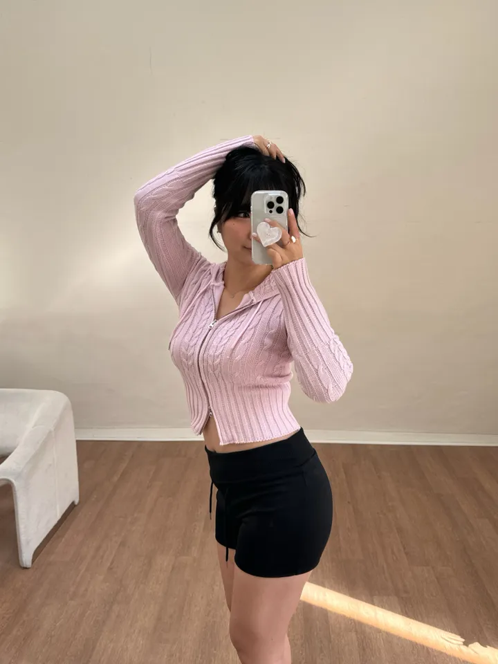 [~77/핏보장]비비 꽈배기 투웨이 니트후드집업 니트집업 상세 이미지 15