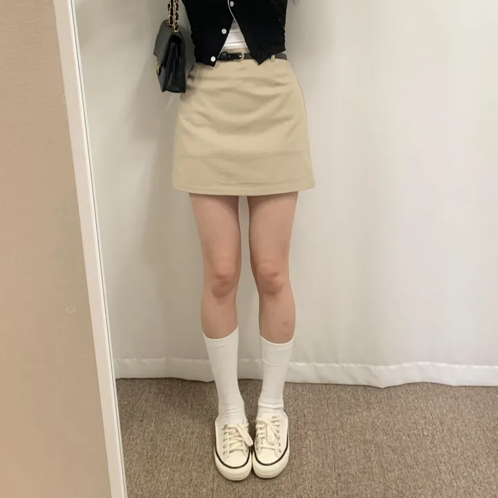 [벨트 SET] 미우 베이직 미니스커트 / 치마 속바지O 데이트룩 하객룩 나들이룩 모던 봄 스커트 미니멀 상세 이미지 6