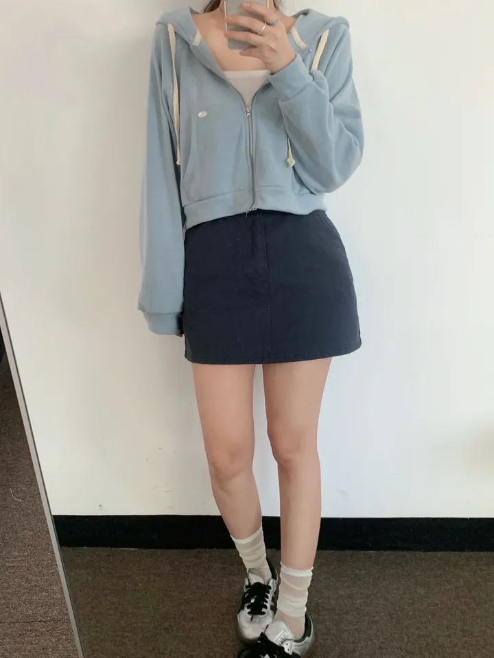 멜라운지 아크 후드 점퍼 mellounge 3col 레이스끈 패치 포인트 숏 러블리 파스텔 크롭 자켓 봄 상세 이미지 26