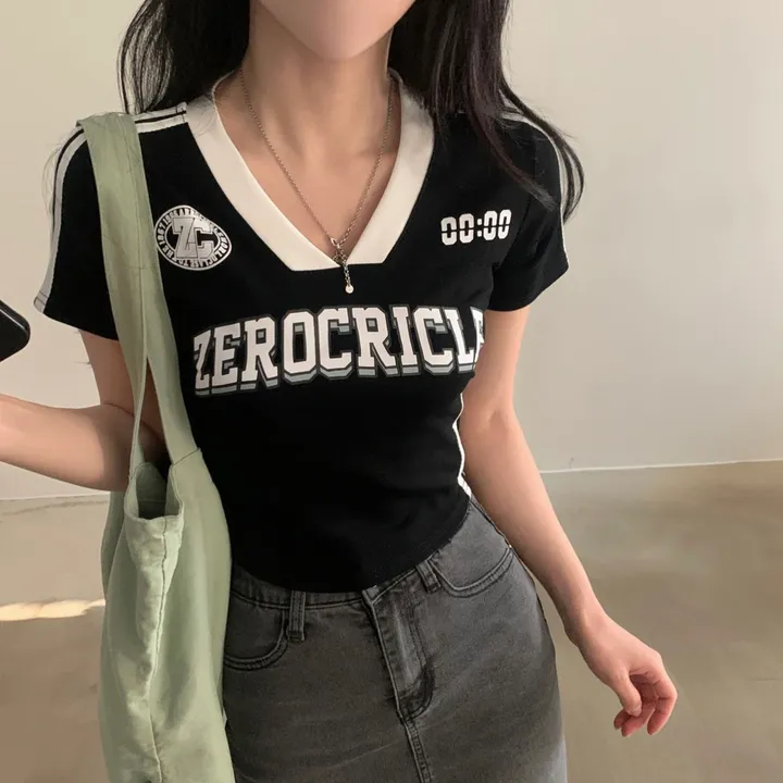 [찐만족도100%🤍] 블록코어 져지 배색 레터링 스트릿 크롭 반팔티셔츠 - 6color 상세 이미지 50