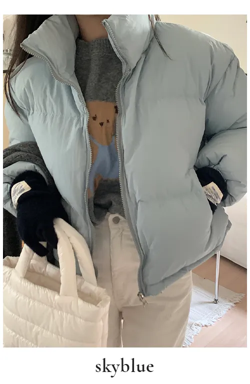 [주문폭주/당일출고🖤] 스노우 파스텔 크롭 숏 패딩 pd (웰론솜)(생활방수가능) 상세 이미지 14