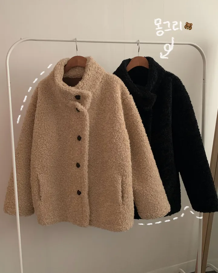 [저렴이X/기획] 테디베어 양털 뽀글이 오버핏 퍼자켓 하프 코트(4 colors) 상세 이미지 4