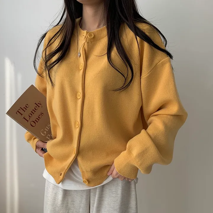 [ 데일리/무려~12컬러 ] 가을 겨울 포포 도톰 라운드 가디건 상세 이미지 56