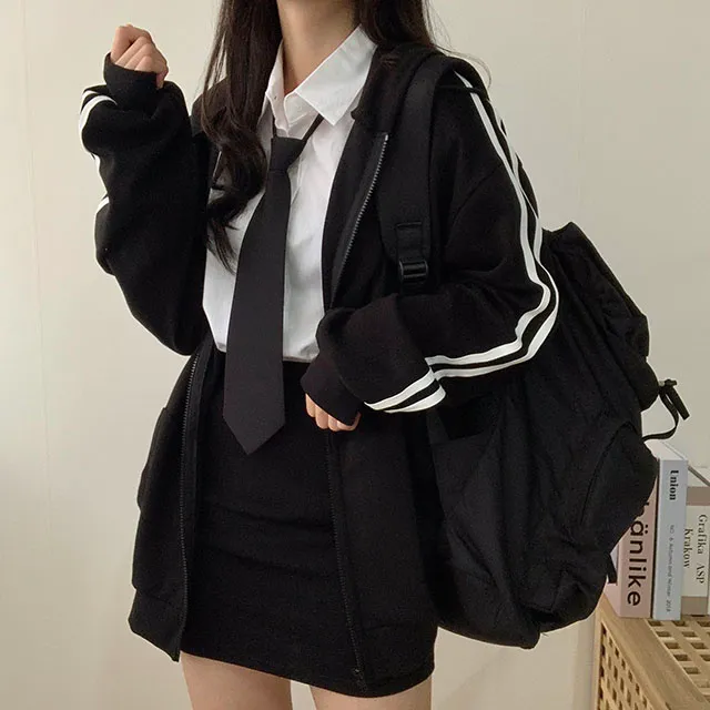 (◞˃ᆺ˂)◞💖[박시핏!/5컬러] 꾸안꾸강추 핏 예쁜 오버핏 심플 베이직 라인 두줄 포인트 기본 후드집업 상세 이미지 11