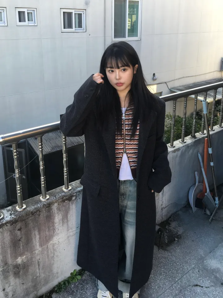 (*주문폭주*) (2 color) 무드 울 헤링본 롱코트 상세 이미지 33