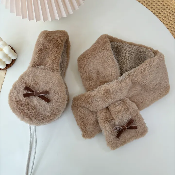 얼굴작아보여요🐑자체제작 스키장 모자 썰매장 양면착용 3컬러 귀도리 목도리 세트 머플러 귀마개 빅사이즈 겨울 포근 몽글몽글/ 상세 이미지 32