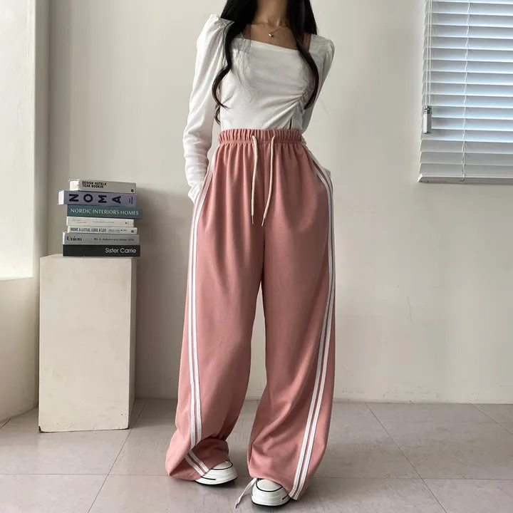 [힙무드/*롱다리핏연출*] 두줄 라인 사선 트랙 와이드 밴딩 트레이닝 팬츠 상세 이미지 25