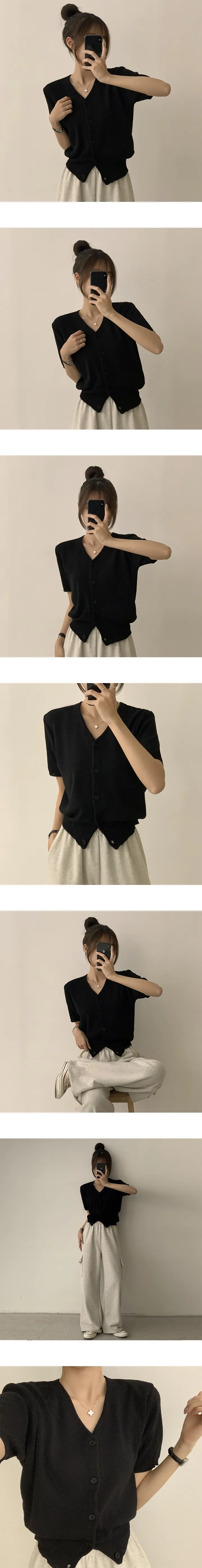 [이유있는 추천/인생 핏!] 스프링 브이넥 데일리 무지 반팔 가디건 봄 여름 오버핏 베이직 아우터 8color 상세 이미지 5