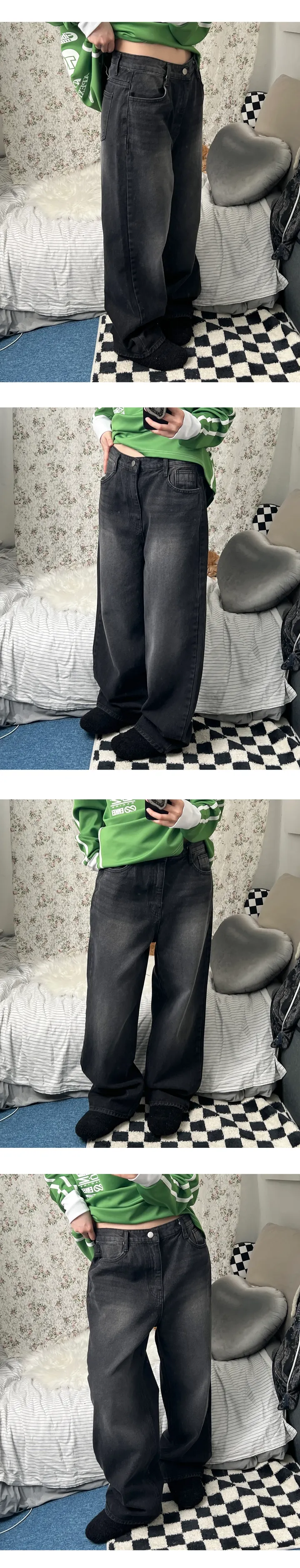 sand washing denim wide pants 상세 이미지 3