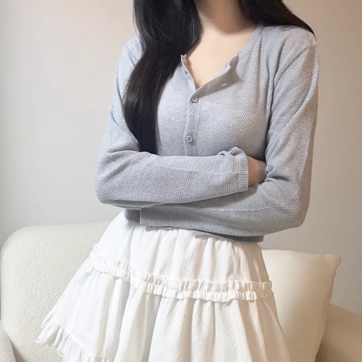 [여름까지/벚꽃룩] 린넨 간절기 크롭 기본 라운드 가디건 상세 이미지 16
