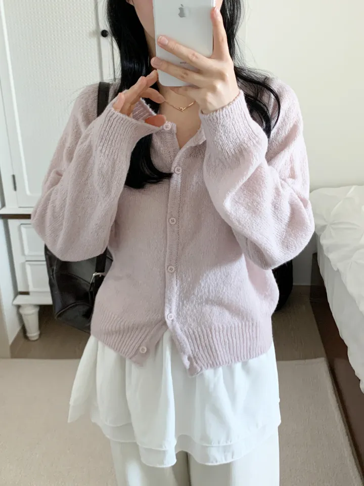[보송/여리핏☁️] 바스 모헤어 가디건 (5color) 봄가디건/여름옷/데일리룩/데이트룩/벚꽃/나들이룩/핑크/니트/피크닉룩 상세 이미지 11