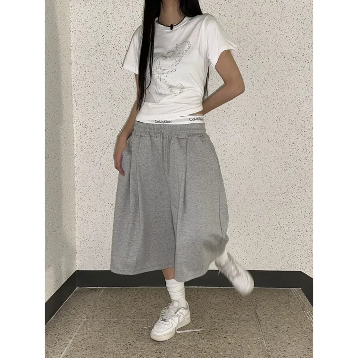 [UNISEX/기획특가/소장추천!/3size!]사이드 폴드 핀턱 포인트 루즈 와이드 벌룬 버뮤다 하프 트레이닝 팬츠(2color) 상세 이미지 64