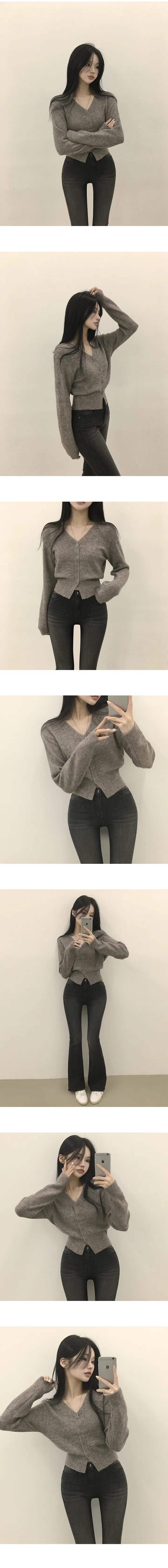 [고퀄,캐시울🤍/색감맛집] 허리잘록~ 여리핏, 부드러운 캐시 울 브이넥 크롭 니트가디건 (9color) 상세 이미지 3