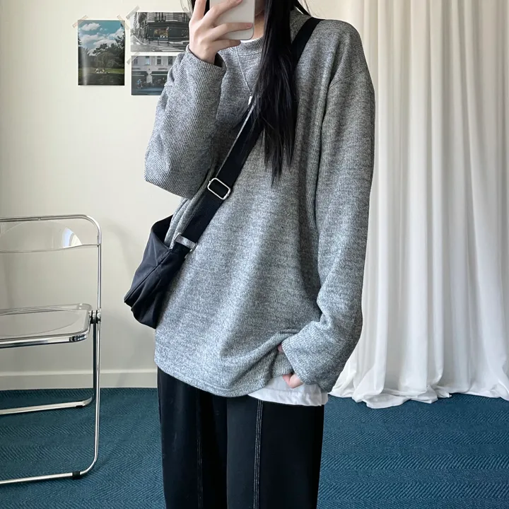 Ribbed round knit T 상세 이미지 3