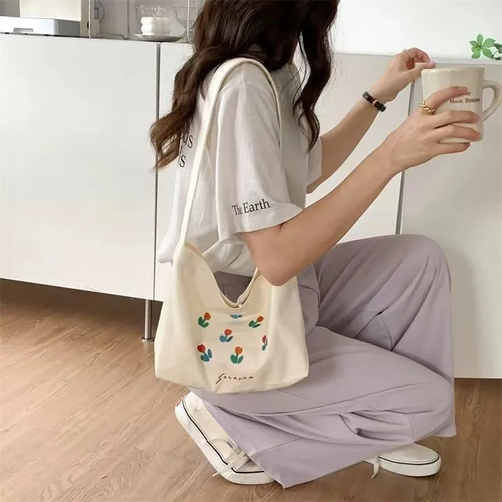 튤립자수 데일리 크로스 숄더 에코백 상세 이미지 12