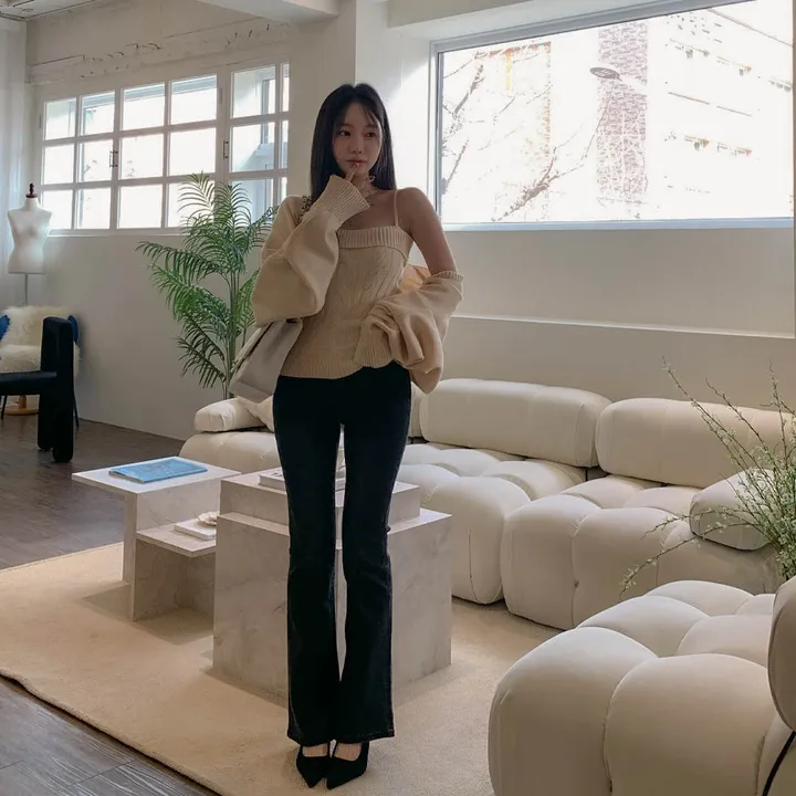 [찐애정템ㅠ고퀄버전*나시볼레로setෆ부유방삭제핏] 빈츠 꽈배기 끈나시 + 루즈핏 긴팔 볼레로 세트 니트 탑 나시 크롭 볼레로 가디건 스판 긴팔 투피스 세트 봄 가을 데일리룩 데이트 상세 이미지 19