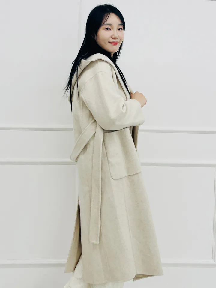 자체제작 원단부터 다른 핸드메이드 양모 후드코트 리얼빅사이즈, 가벼운코트,연말룩, 하객룩 110까지 상세 이미지 6