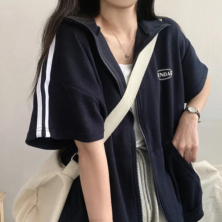 봄여름*[편안한/넉넉핏!] 져지 스포티 바운더리 오버핏 아노락 반팔 투웨이 집업 3color 상세 이미지 14