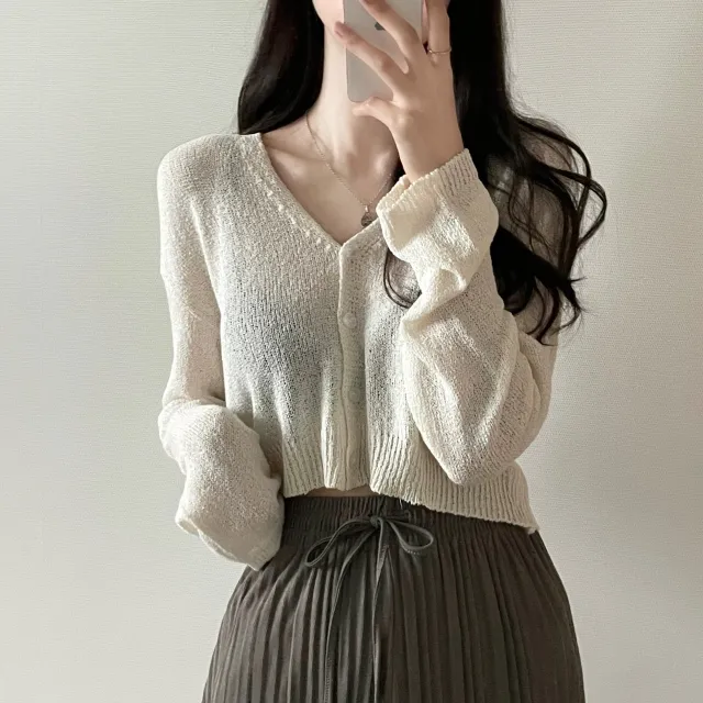 (5color)피넛 썸머 크롭 브이넥 가디건 상세 이미지 11