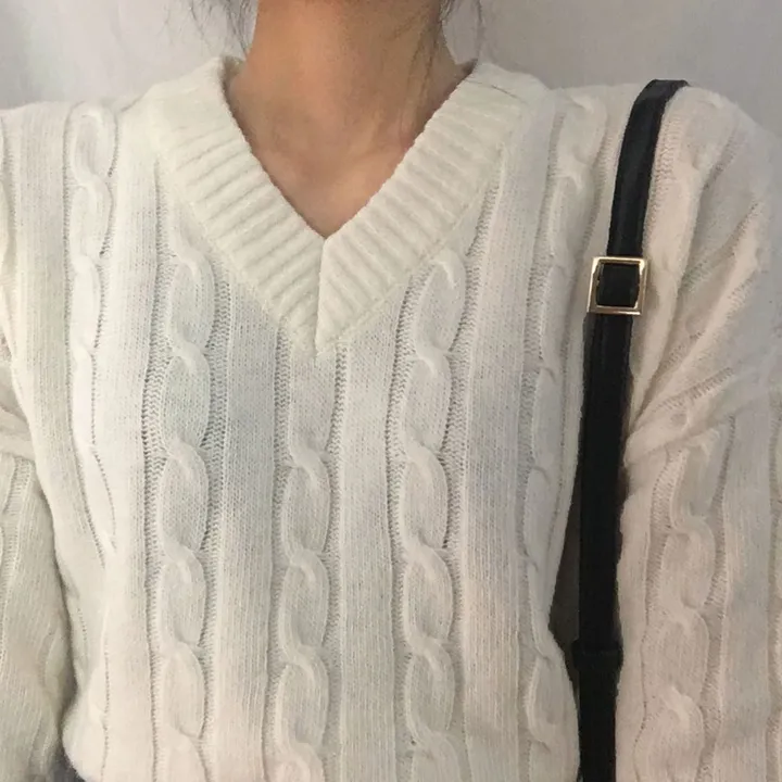 [컬러믹스,봄] 루즈핏 꽈배기 니트 / 봄가을, 매일입는 스프링 케이블 울니트 / 보카시 브이넥 오버핏 긴팔티 상세 이미지 16