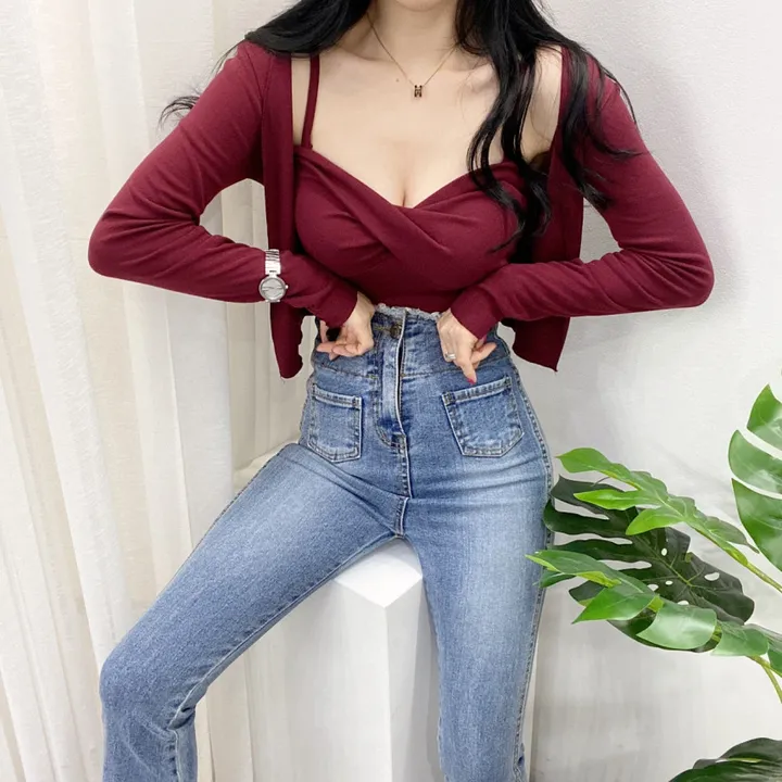 🚀당일발송🚀[몸매보정/글램룩] 봄 여름 가을 알프 숏 꽈베기 나시 가디건 세트 상세 이미지 36