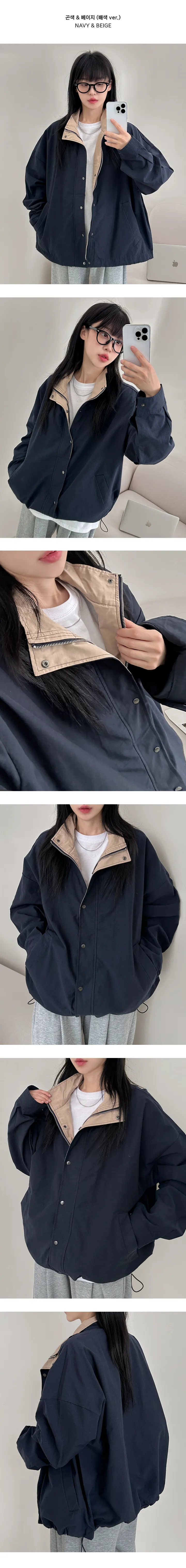 *묶음할인[후드선택가능/왕오버] 코딕 배색 투웨이 자켓 점퍼 상세 이미지 7