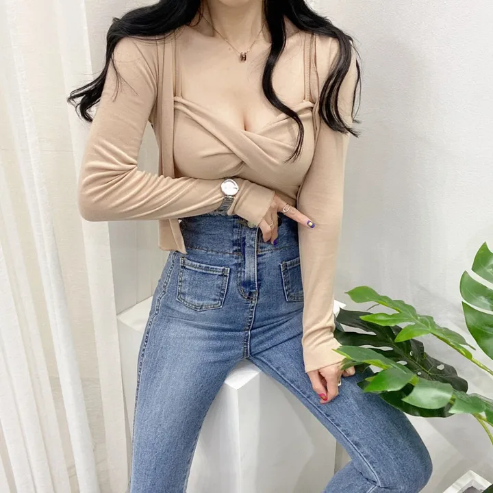 🚀당일발송🚀[몸매보정/글램룩] 봄 여름 가을 알프 숏 꽈베기 나시 가디건 세트 상세 이미지 22
