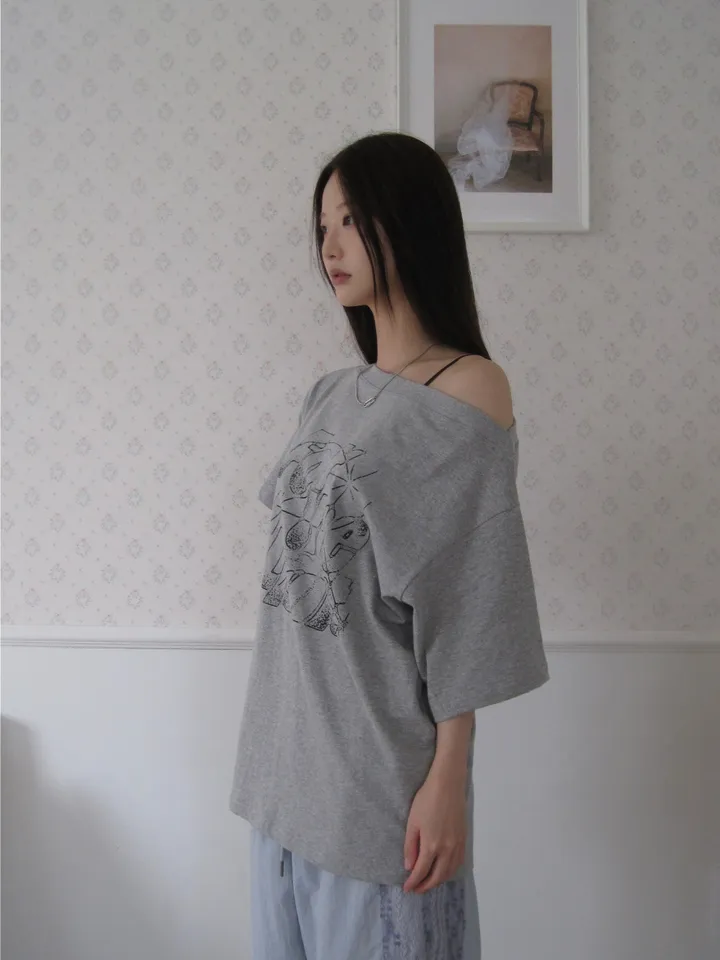 반팔 티셔츠 모델 착용 이미지-S1L25
