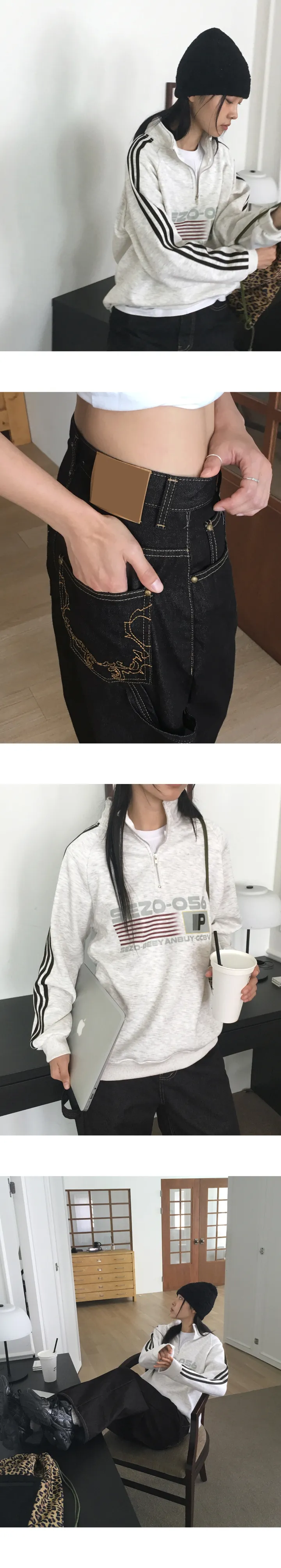 챈트 트위스트 자수 카펜터 생지 데님 팬츠 상세 이미지 7