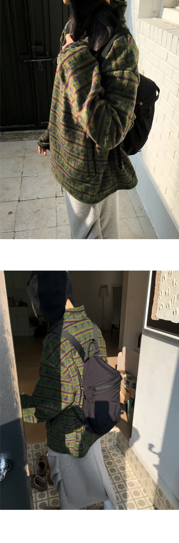 [컬러추가💙] 볼르 노르딕 패턴 후리스 하프 집업 상세 이미지 6