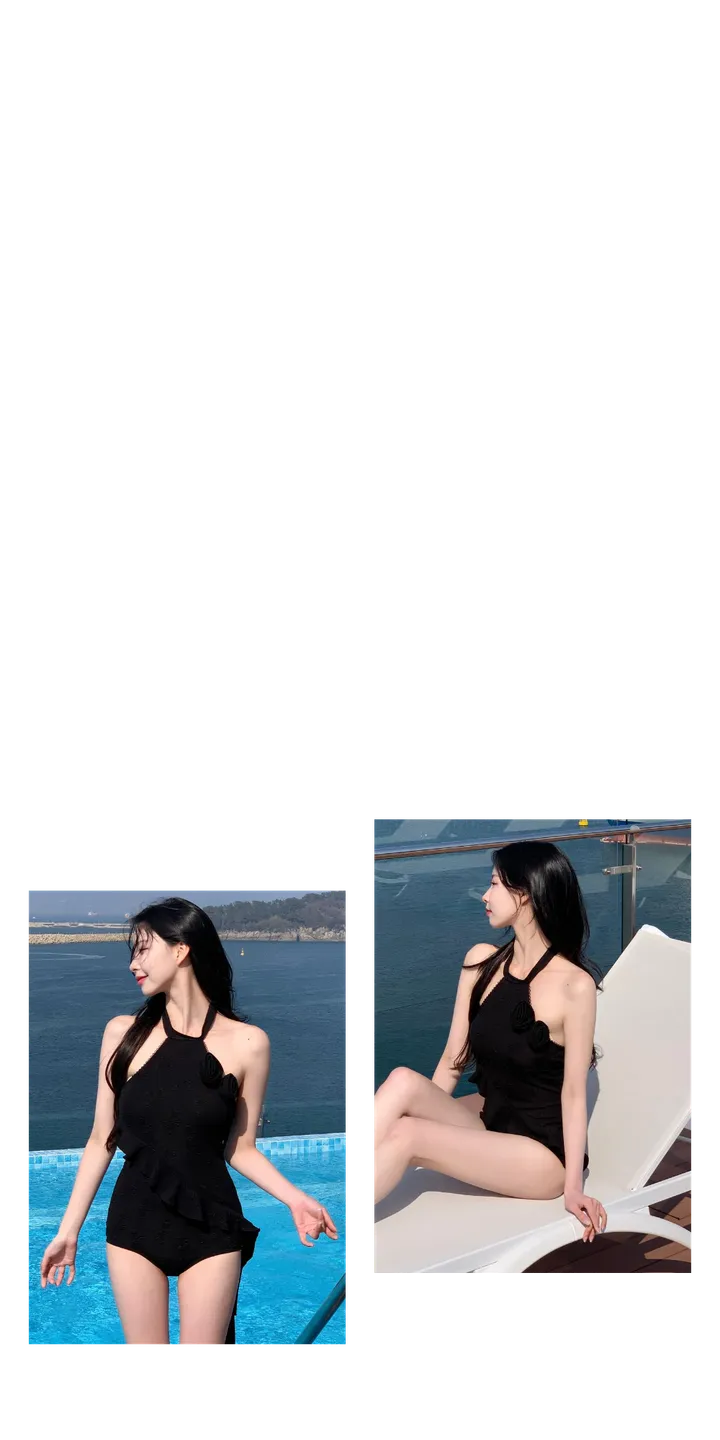 [바캉스🖤] 에틴 모노키니 / 프릴모노키니 수영복 프릴모노키니 캉캉 플레어 원피스수영복 래쉬가드 비키니 동남아 휴양지 홀터넥 비치웨어 동남아 휴양지 여름 해외 여행 오프숄더 상세 이미지 8