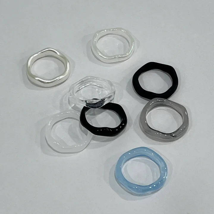 [색상추가/10pcs] 물결 마블 호마이카 아크릴 레이어드 반지 우정링 상세 이미지 16