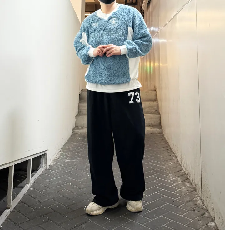 [1+1할인]덤블 양털 밍크 후리스 자수 패치 블록코어 스트링 오버핏 브이넥 아노락 맨투맨 상세 이미지 143